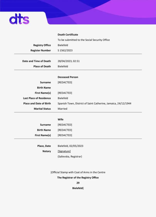 Death Certificate